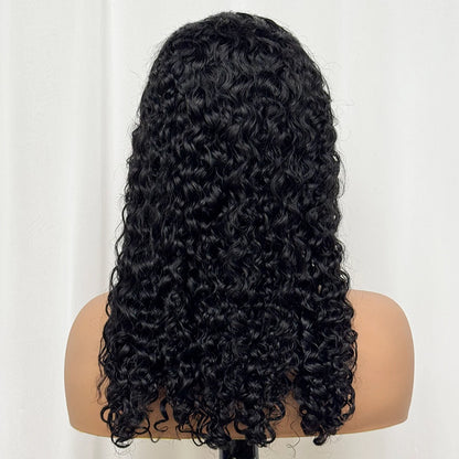 Double Drawn 250% Density Ombre 18 Inches Water Wave Curly Human Hair Wigs 13x4 Transparent Lace Frontal Hair Wig for Women