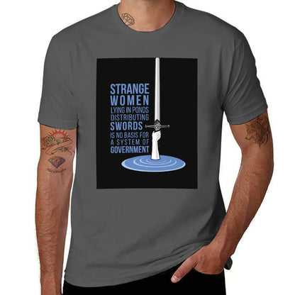 Strange Women Lying in Ponds Distributing Swords - Monty Python Baseball ? Sleeve T-Shirt cotton t shirt man T-Shirt