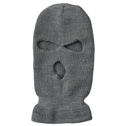 Windproof Full Face Knit Hats Custom SkiMask Men Warm Wool Balaclava embroidery Winter hats Knitted 3 Holes Ski Mask