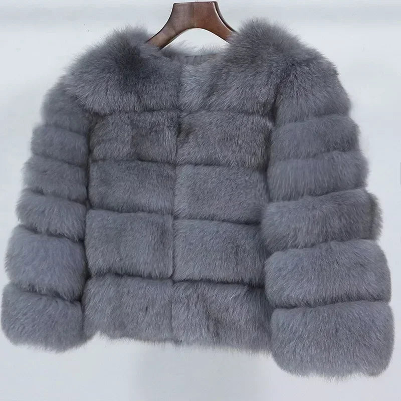 Real Fox Fur Coat Winter Jacket Women O-neck Thick Fashion 2025 & 2026 Natural Fox Fur Raccoon Outerwear Warm Luxury Female Plus Size