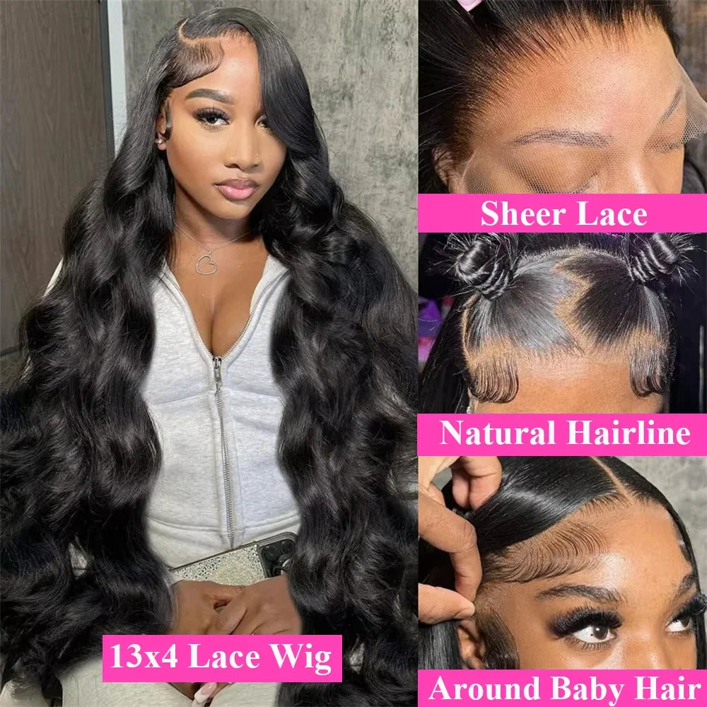 Body Wave 13x4 13x6 Hd Transparent Lace Front Wigs Human Hair Wig Brazilian  30 40 Inch Body Wave Lace Frontal Wig For Women