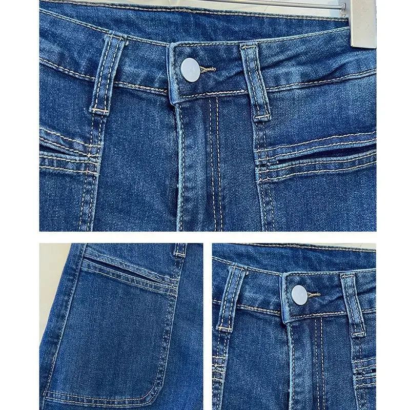 Retro High Waist Bell Bottom Jeans Women's Spring 2025 New Loose Wide Leg Denim Pants Slimming Effect Vintage Style