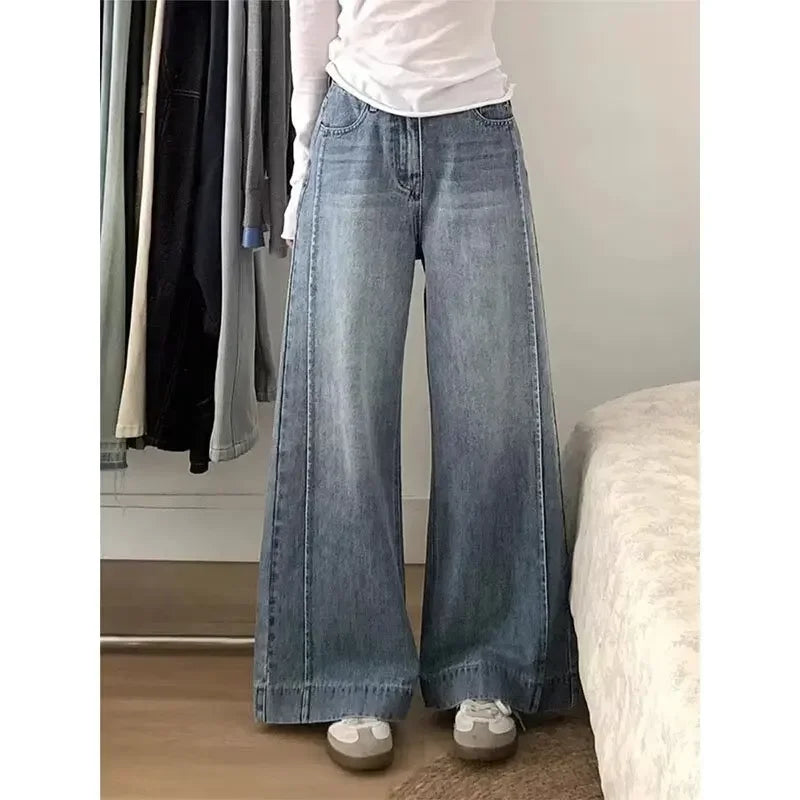High Waist Straight Leg Loose Fitting Slimming Jeans Women's Regular Drapey Long Trousers Spring Summer New Style