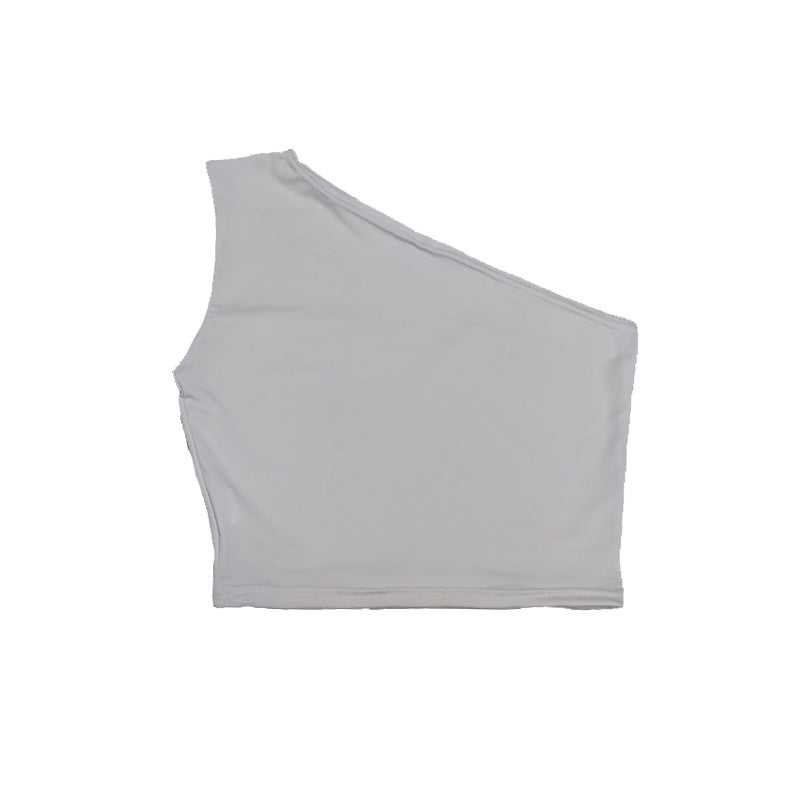 Women Sexy Tank Top Off One Shoulder Slim Halter Backless Bare Midriff Camis Tube Top Female Sleeveless Cropped Vest