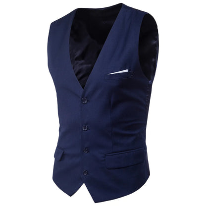 High Quality Men Suit Vest Waistcoat Business Casual Slim Groom Groomsman Wedding Men's Dress Blazer Vests 9 Colors Formal Party