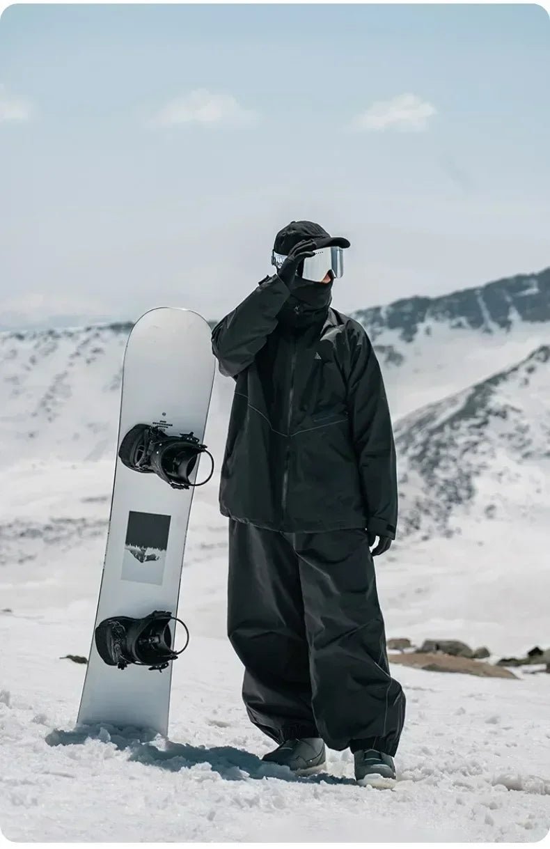 Men's Women's Single Board Ski Pants Waterproof Loose Fit Track Pants Wear Resistant Professional Double Board Snowboard Pants