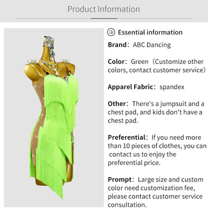 2025 New Latin Dance Dress Adult Womens Sexy Short Skirt Tassel Clothes Ballroom Practice Wear Line Suit Prom Costume Customized