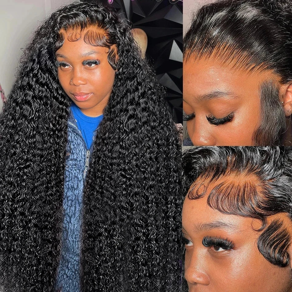 CEXXY 300% High Density Deep Wave 13x6 HD Lace Frontal Wig Brazilian Curly Water Wave Lace Frontal Wigs 36 Inches For Women