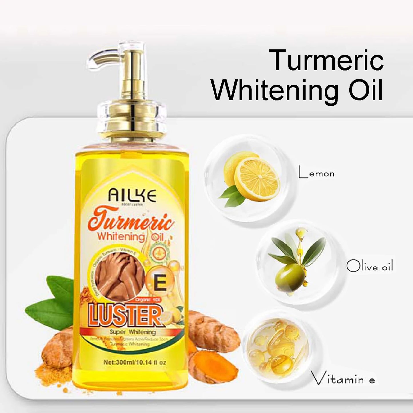 AILKE Whitening Body Oil, Moisturizing, Nourishing, Smooth Skin, Reduce Dark Spots, Suitable For All Skin Types, 300ml