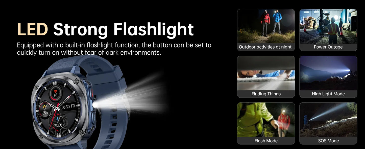 2025 New Watch 7 Ultra Men Smart Watch GPS Heart Rate Blood Oxygen Monitoring AMOLED Voice Call IPX8 LED Flashlight Smartwatch