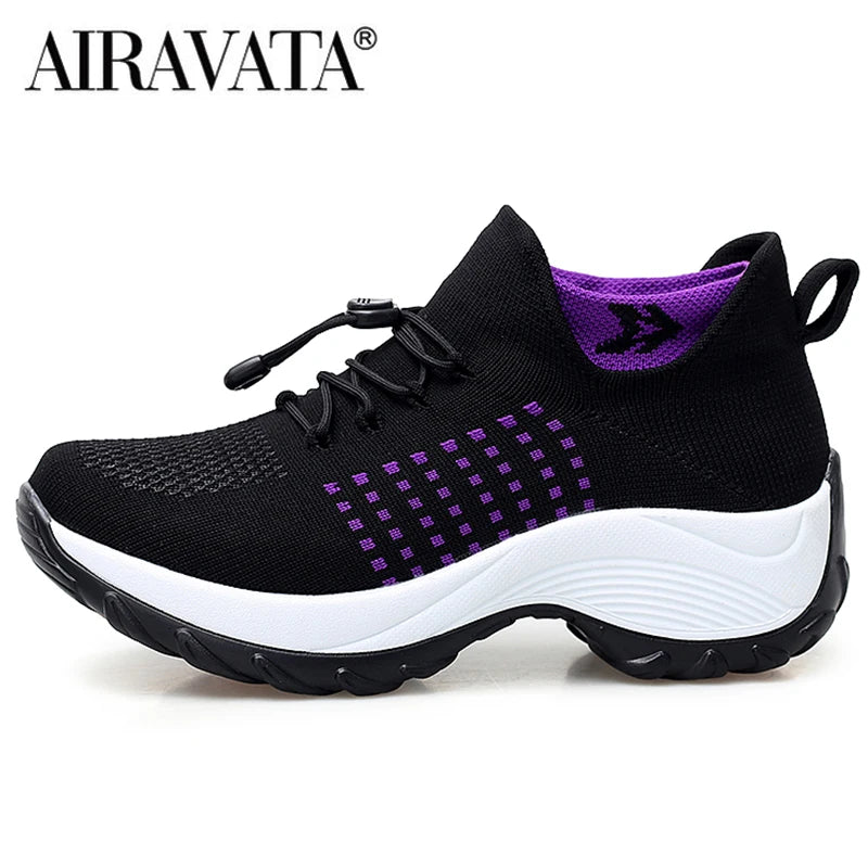 Women Walking Shoes Breathable Fly Weaving Sneakers Non Slip Casual Shoes 7 Color Size 35-45