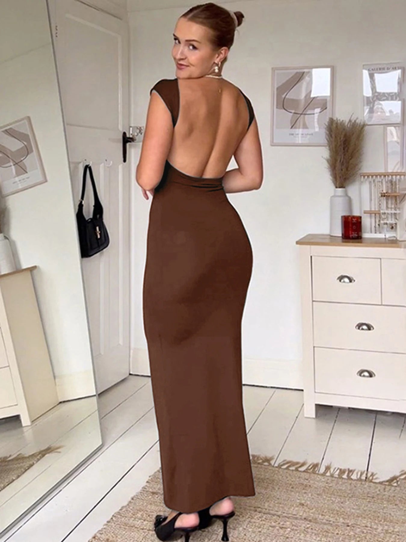 Red Sexy Women's Maxi Dresses For Summer New Streetwear Fashion Backless Casual Slim Basic Dress Club Elegant Party Lady Dresses