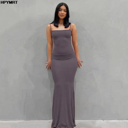 Satin Slip Sleeveless Backless Slim Sexy Maxi Dress 2022 Spring Women Party Y2K Concise Bodycon Elegant Dresses Female Clothing