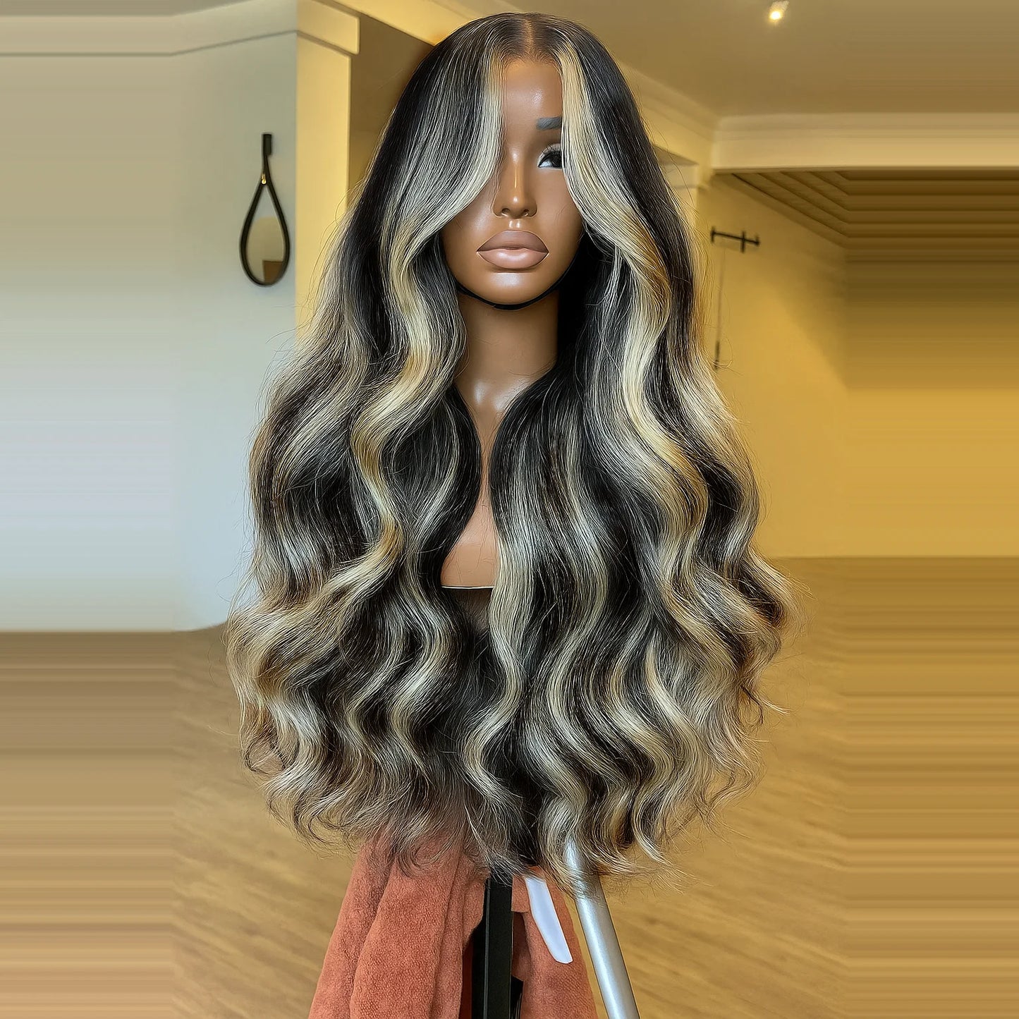 1b27 Black With Gold Highlight Wigs Body Wave Human Hair Wig 13x4 Hd Lace Front Wigs 200Density Colored Human Hair Wig brazilian