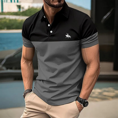 Summer men's short sleeved polo shirt business office lapel shirt Men's sports and casual top European and American plus size