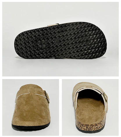 Women's Casual Closed Toe Flip-flops Summer Outdoor Slippers Couple's Flannel Sandals Comfortable Non-slip Wear-resistant Slides