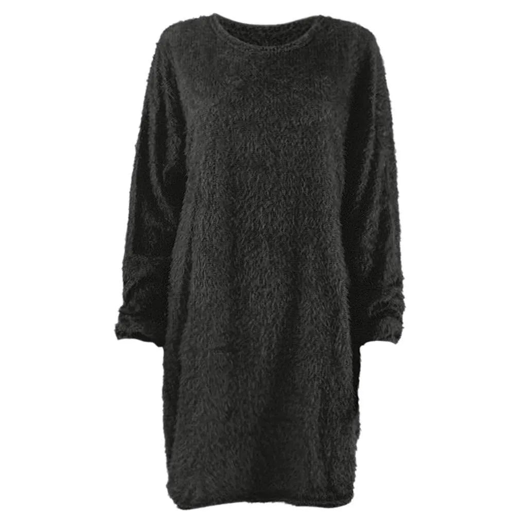 Women Winter Sweater Knit Crewneck Warm Long Sleeve Casual Sweatshirts Dress Casual Breathable Winter Warm Comfort Dress
