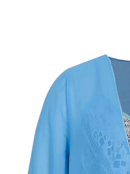 Women's plus Size Casual Dress Sets Solid Open Front & Graphic Printed Clothing Set Comfortable Fashion plus Size Outfits