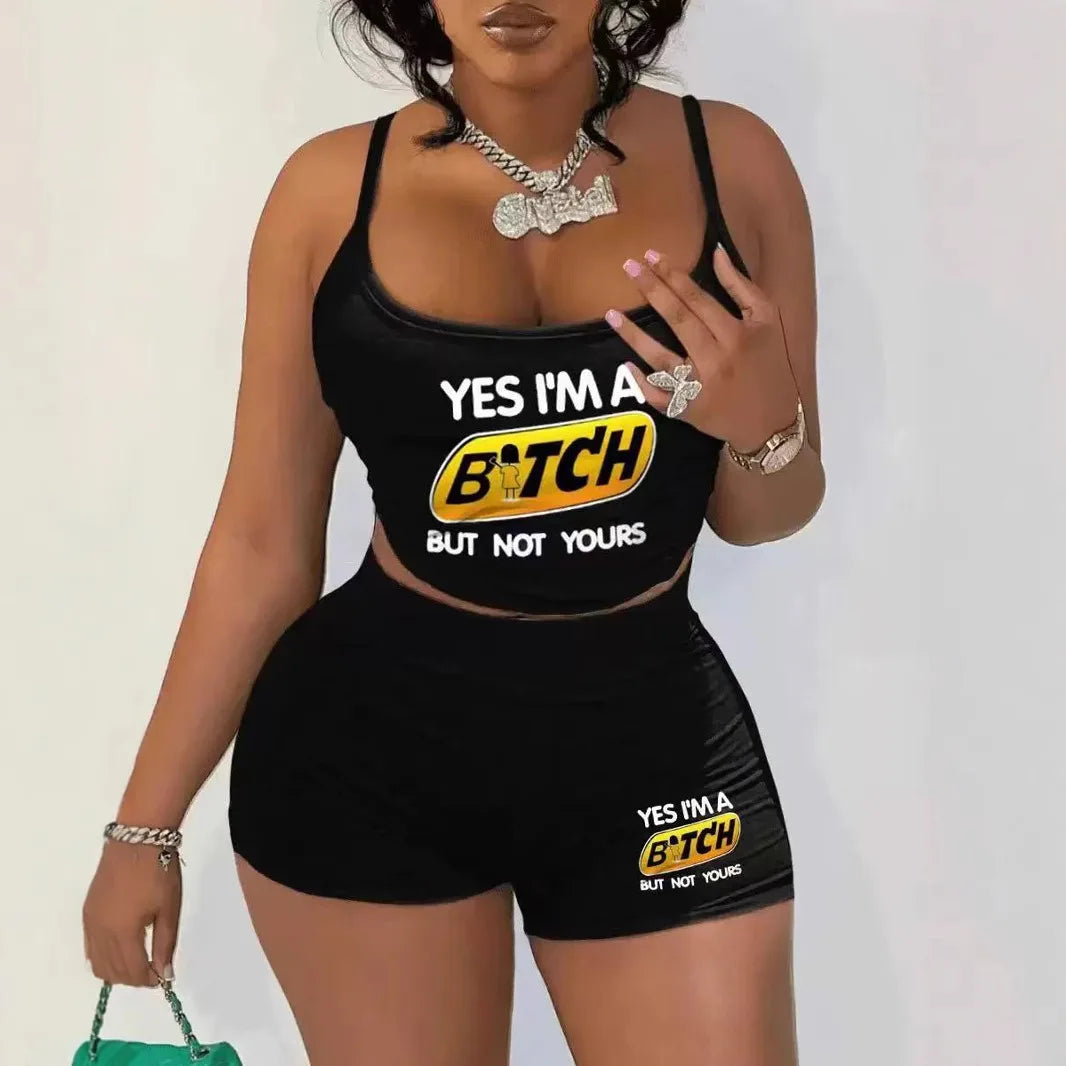 Sexy Spaghetti Strap Crop Tops And Short 2 Piece Sets Woman Outfit 2026 Summer Sexy Sport Casual Two Piece Set Women Short Sets