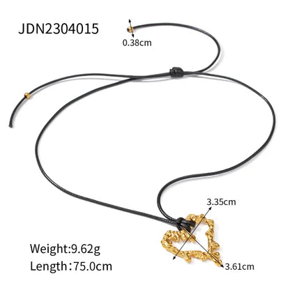 Youthway Trendy Stainless Steel Waterproof Irregular Geometric Metal Wax Rope Necklace Gold Silver For Women Jewelry Gift