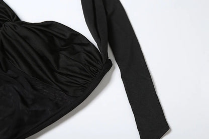 kliou Patchwork Elegant Women Maxi Dress Classic Sexy Sheer Ribbons Halter Backless Bodycon Female Trend Festival Evening Wear