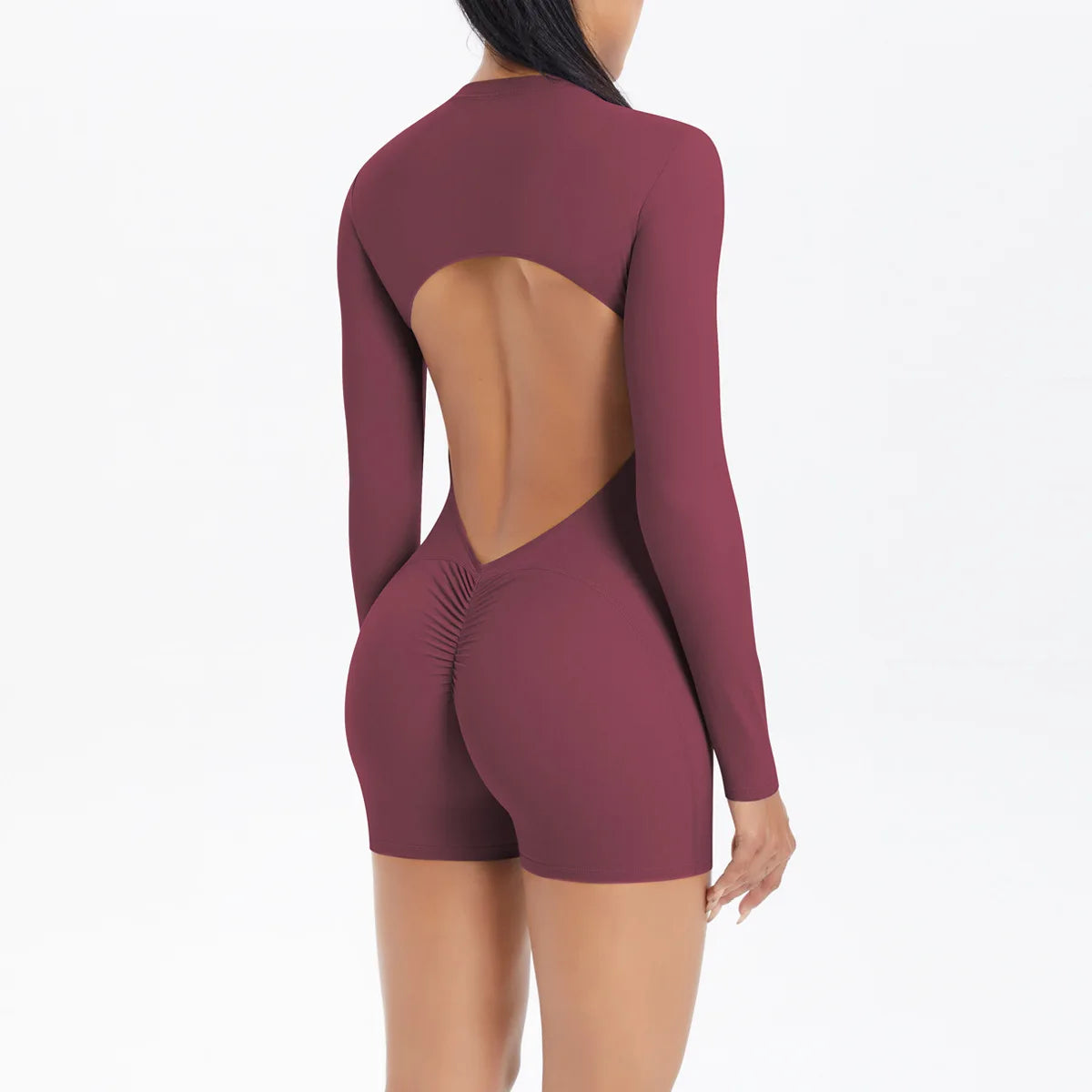 Sexy Back V Jumpsuit Gym Set Women Tracksuits Yoga Suit Scrunch Butt Sports Jumpsuit Fitness Rompers Stretch Workout Bodysuits