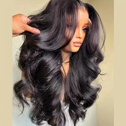 13x4 HD Lace Front Wig - 250% Density Curly Body Wave Peruvian Human Hair, Pre-Plucked with Baby Hair & Natural Look, Seamless B