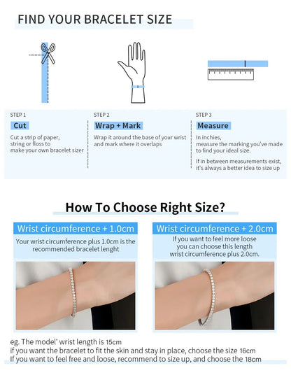 EWYA 925 Sterling Silver Moissanite Bracelet 0.1ct 3mm D VVS1 Diamond with GRA for Women Sparkling Wedding Party Fine Jewelry