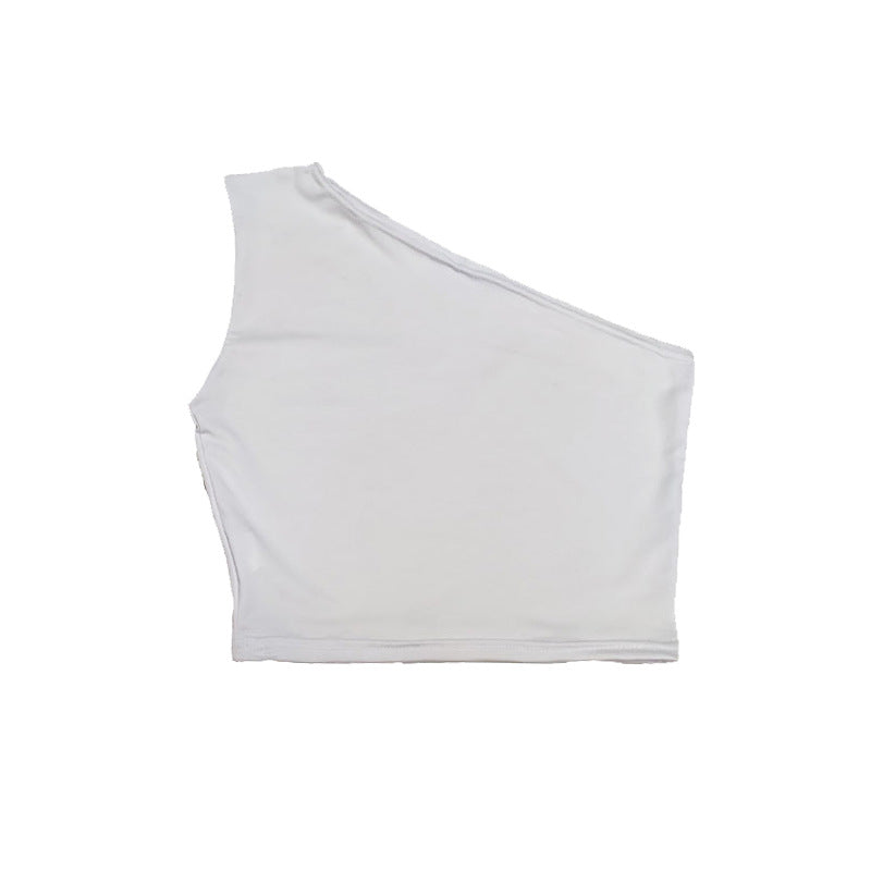 Women Sexy Tank Top Off One Shoulder Slim Halter Backless Bare Midriff Camis Tube Top Female Sleeveless Cropped Vest