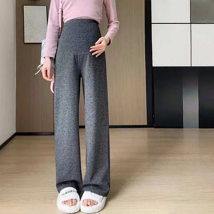 2025 Autumn Winter Maternity Pants Wide leg Loose Straight Elastic Waist Belly Long Trousers for Pregnant Women Youth Pregnancy