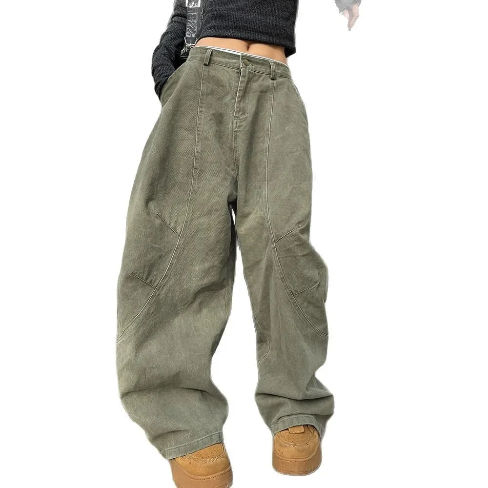 American Retro Simple Silhouette Knife Edge Pants Loose Fashionable Casual Wide Leg Workwear Trousers for Men And Women