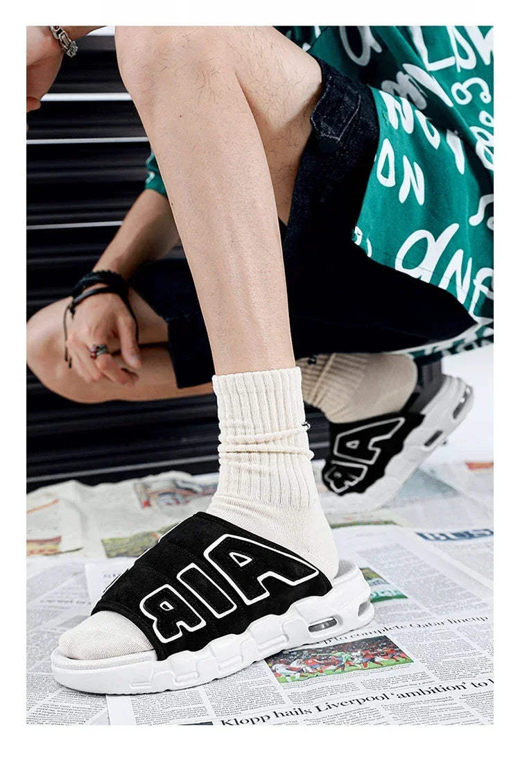 Men Air Cushion Design Slide Man Summer PVC Soft Non-slip Men's Sports Slippers New Slippers for Men Flip Flops Chanclas Hombre