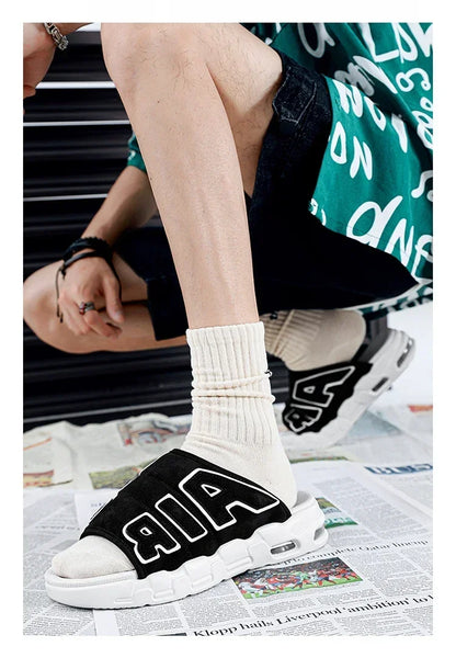 Men Air Cushion Design Slide Man Summer PVC Soft Non-slip Men's Sports Slippers New Slippers for Men Flip Flops Chanclas Hombre