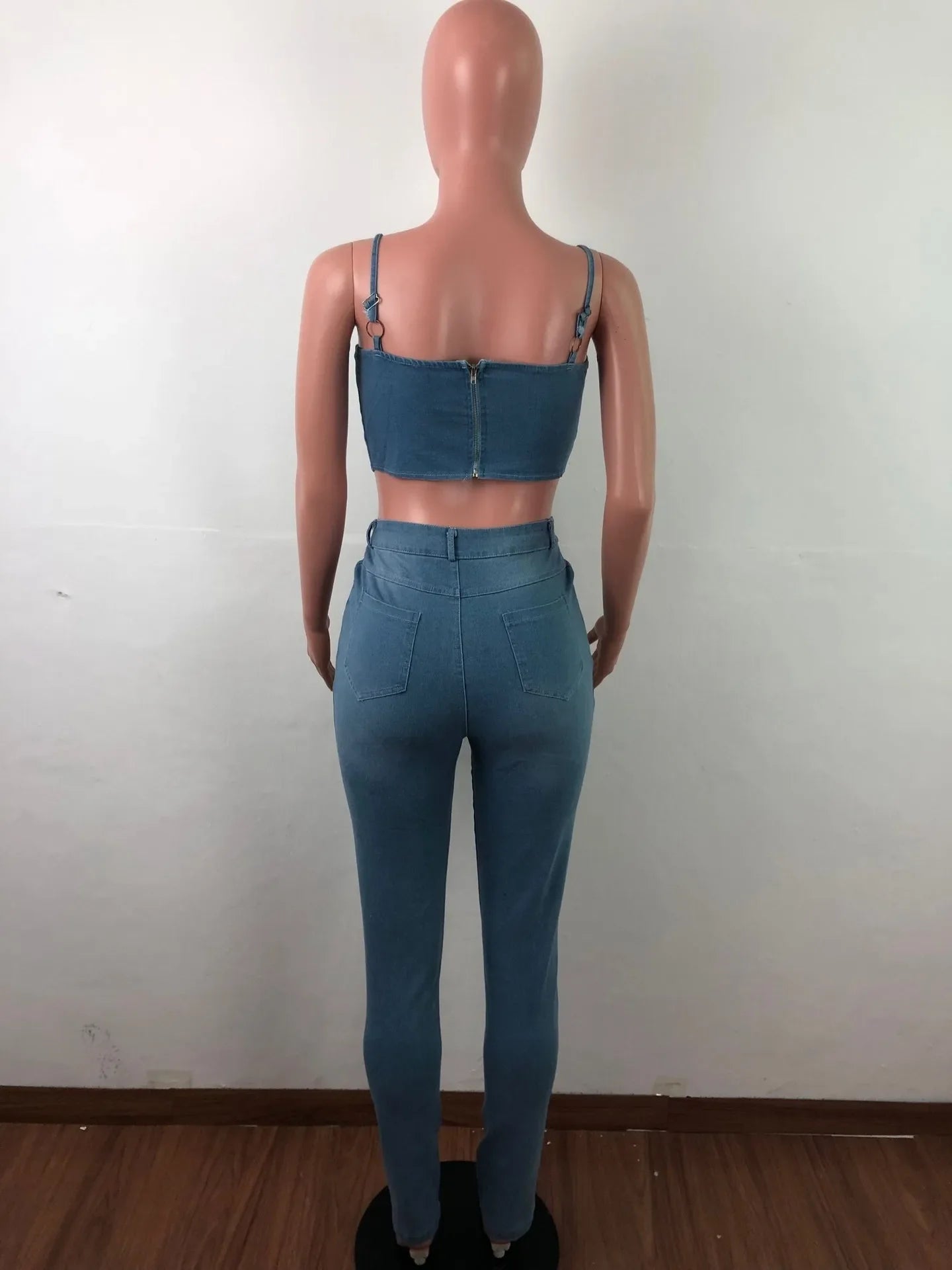Jeans Outfits 2025 & 2026 Women Clothes Sets 2 Piece Birthday Party Club Sexy Crop Top and Pants Denim Two Piece Mathcing Set