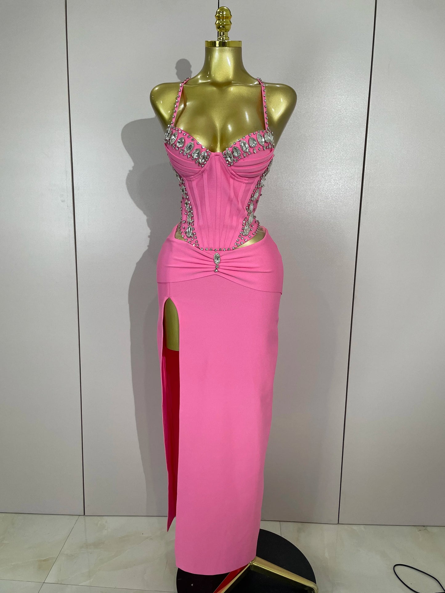 Elegant Sexy Backless Bodycon Sleeveless Pink Bandage Dress Women Prom Club Evening Party Luxury Birthday Wedding Guest Dresses
