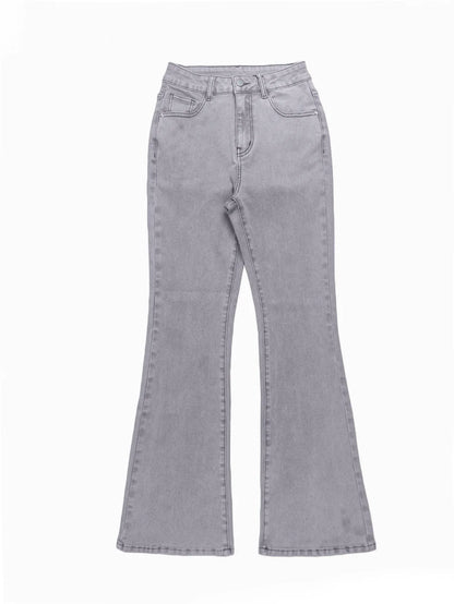 Men Jeans Boot Cut Solid Jean Wide Leg Denim Pant Distressed Washed Full Ankle Length Pockets Zipper Fly High Waist Basics