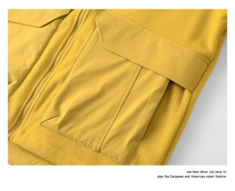 Autumn Velvet Hooded Jacket Men Outdoor Sport Techwear Loose Casual Plus Size Hoodie Cargo Jacket Outerwear Coat