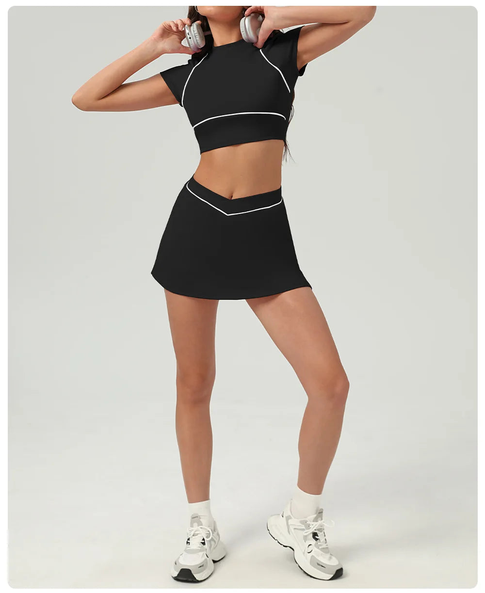 Women's Quick-Dry Tennis Skirt Sportswear Set Urban Style Yoga Training Outfit Outdoor Multi-Scene Golf Wear