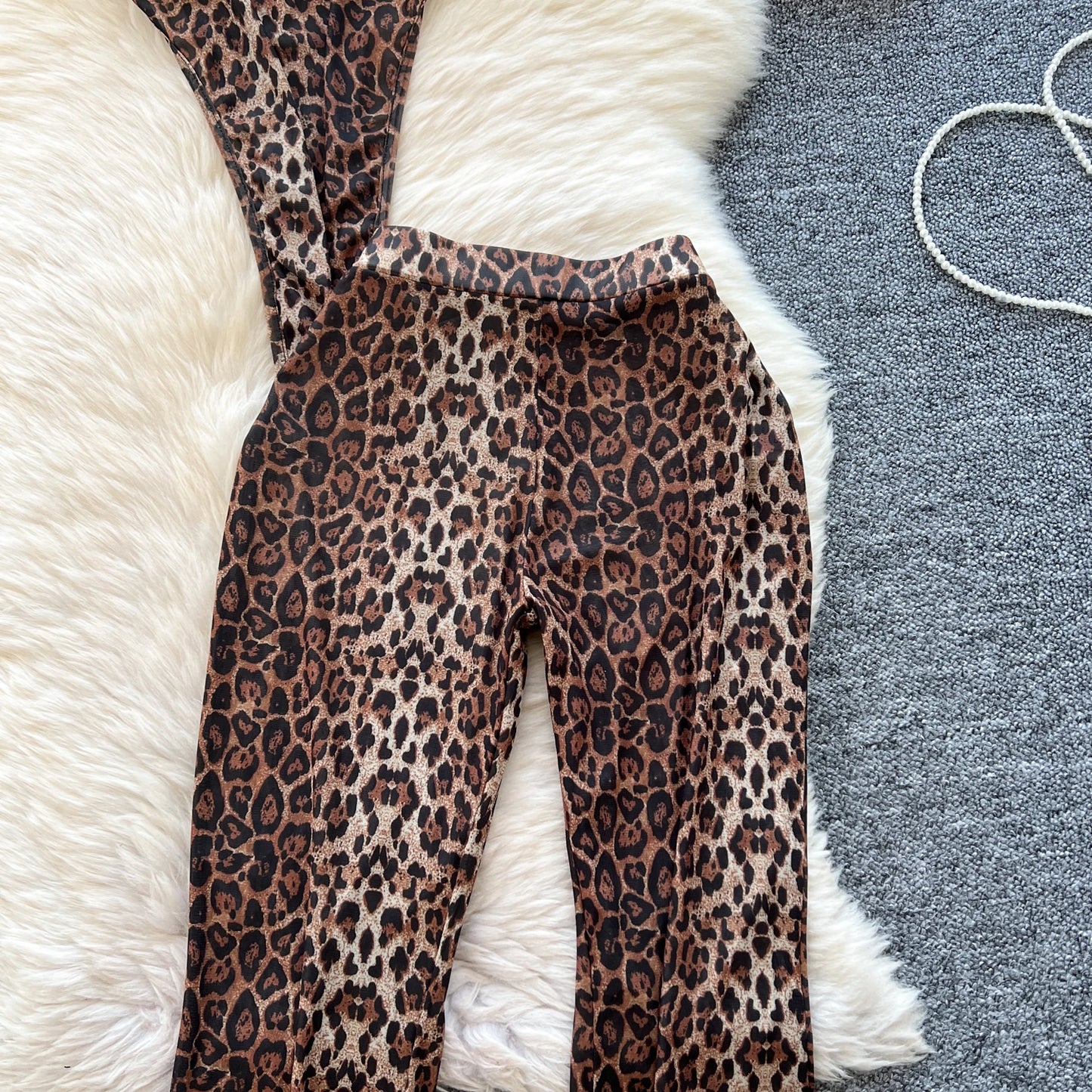 SINGREINY 2025 & 2026 Newest Leopard 2pcs Suits Women Sexy Strap Tops+Elastic Waist Flared Pants American Ins Fashion Hotsweet Sets