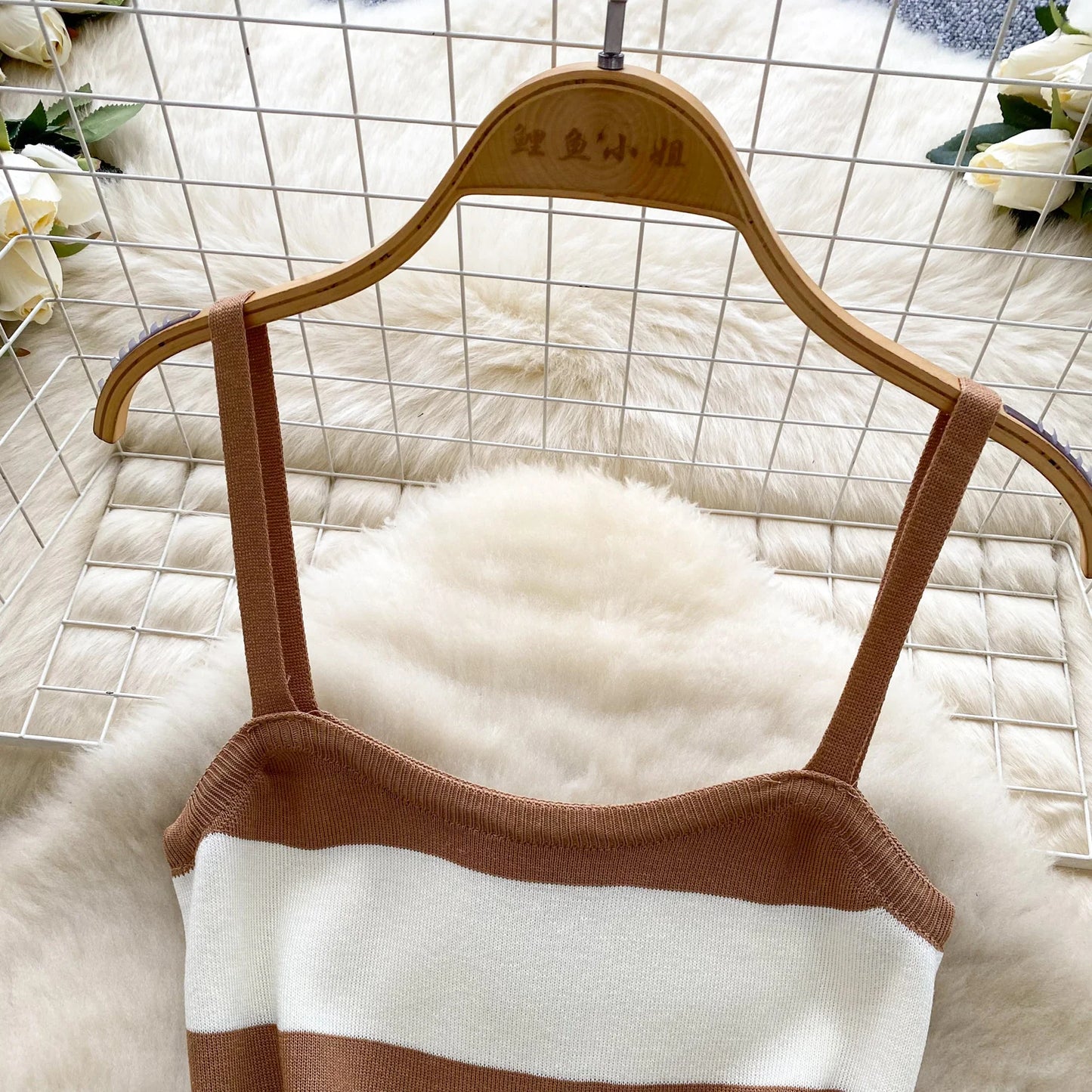 Lady New Stripes Ins Fashion Sexy Package Hips Bodycon Dress  Summer Knitted Spaghetti Straps Outfits Maxi Long Women Dress