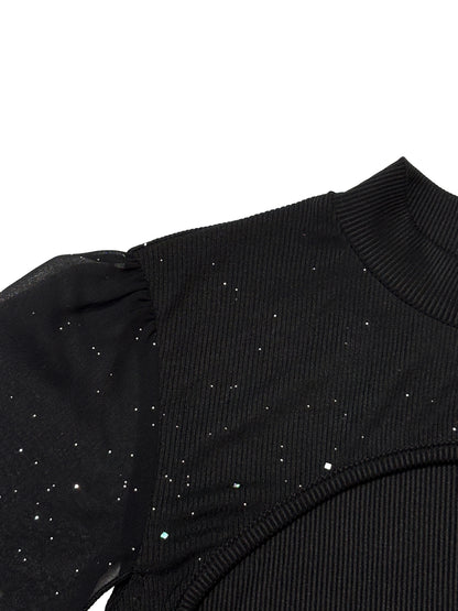 Sexy Women's Stand Collar Cape Mini Dress Sequins Sparkling Club Party Night Out Fitted Bodycon Elegant Autumn Winter 2025