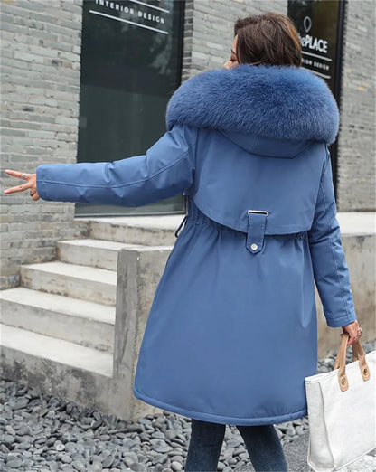 Winter Parka Jacket For Women 2025 New In Long Sleeve Clothes Fashion Hooded Vintage Coat Thick Warm Casual Medium Length Coats