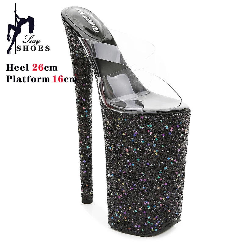Pink Shiny Women Sandals 26CM/10Inchs High Heels Ultrahigh Heel Stripper Slippers Pole Dance Shoes Party Stage Show Sandals
