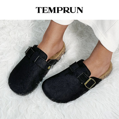 Women's Casual Closed Toe Flip-flops Summer Outdoor Slippers Couple's Flannel Sandals Comfortable Non-slip Wear-resistant Slides