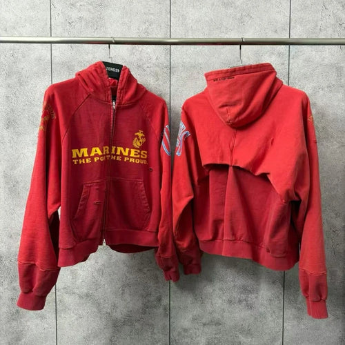 Project G/R Patchwork Fake Two-piece Zipper Jacket High-quality Casual Men's Women's  Embroidered Zip Up Sweatshirts