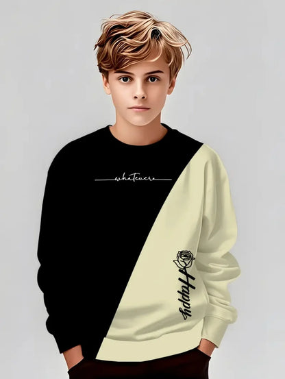 Autumn Classic Boyst-Shirt Outdoor Round Neck Long Sleeves Top Stripe 3D Print Street Loose T-Shirt Comfort Children's Clothing