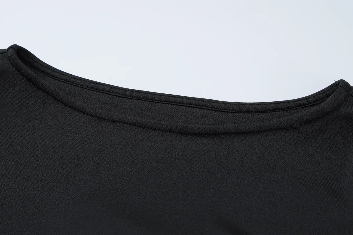 Dulzura O-Neck Long Sleeves Ruffles Patchwork Bodycon Mini Dress Sexy Elegant Outfit Party Club Streetwear Autumn Winter Clothes