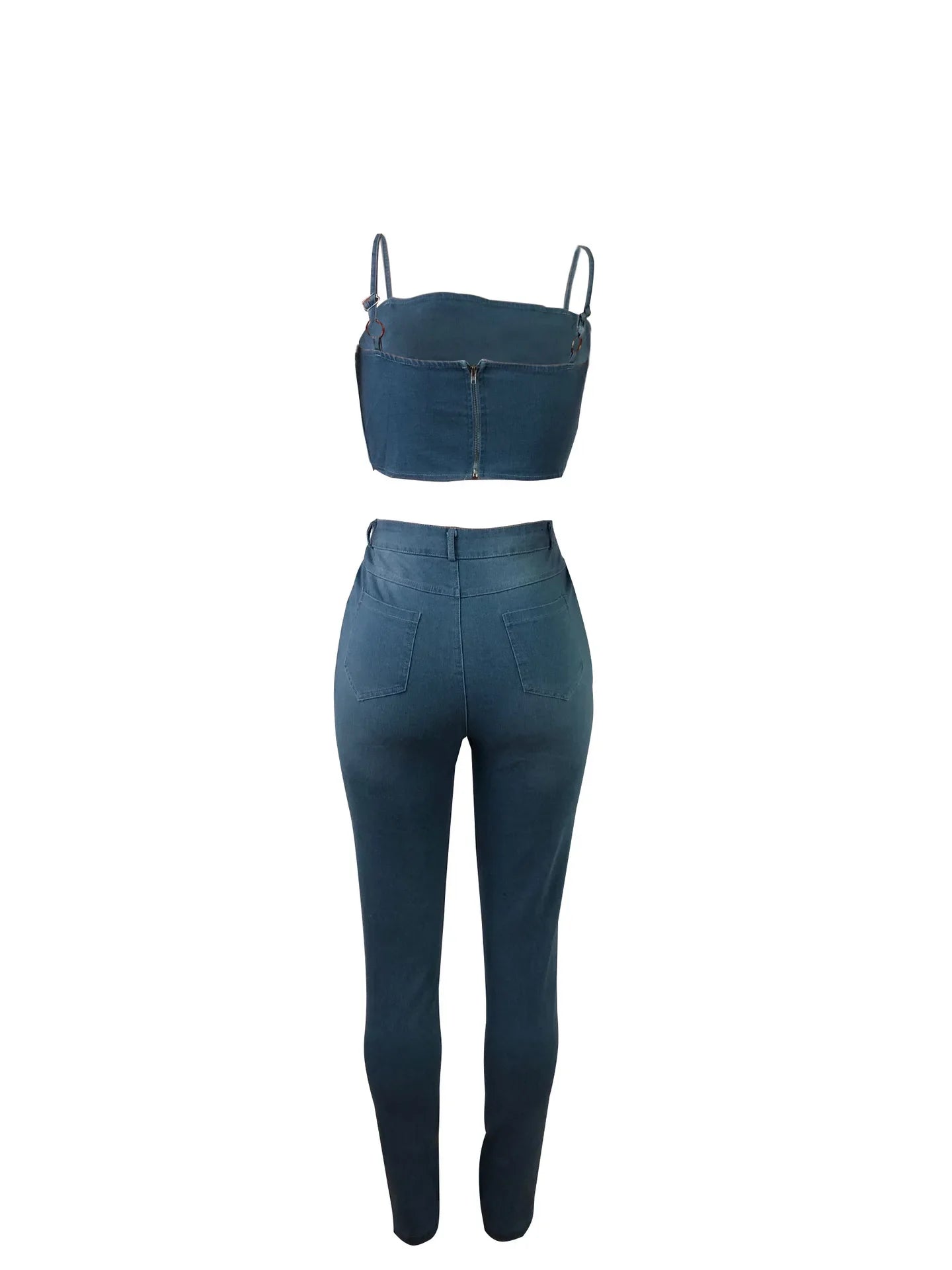 Jeans Outfits 2025 & 2026 Women Clothes Sets 2 Piece Birthday Party Club Sexy Crop Top and Pants Denim Two Piece Mathcing Set