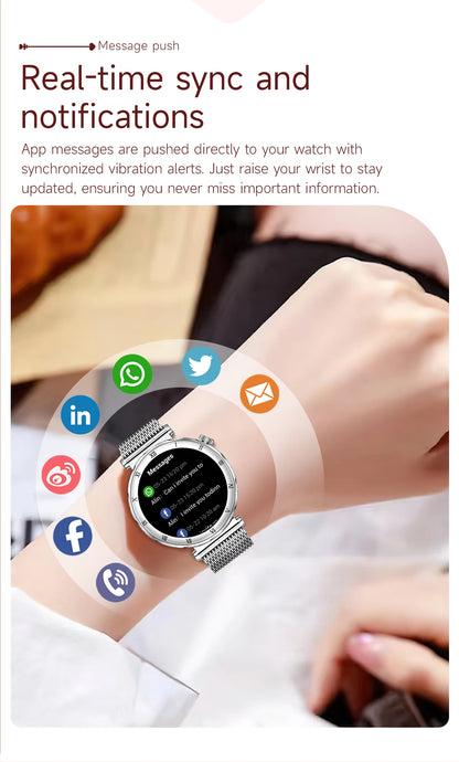 LIGE New Ultra Thin Smart Watch Women Screen Always Display Time Diamond Luxury Bracelet Voice Calling AMOLED Smartwatch Ladies