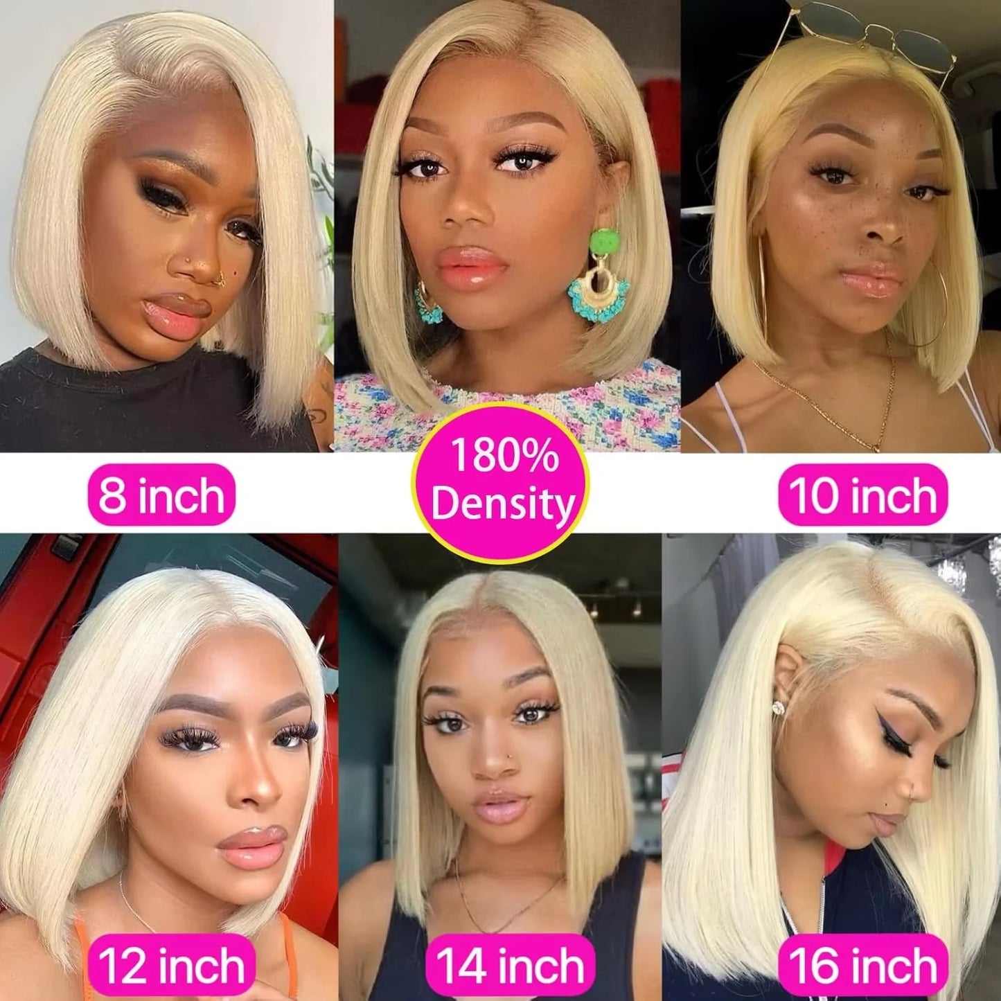 613 Blonde Bob Wig Human Hair Straight 12 Inch 180% Density 13x4 HD Transparent Lace Front Wigs Virgin Brazilian Hair For Women